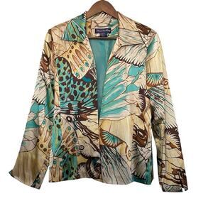 Russell Kemp 100% Silk Blazer Animal Print Butterfly Y2K Artsy Size‎ 6